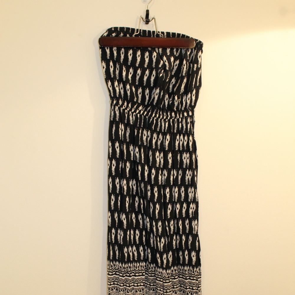 Black & White Strapless Maxi Dress